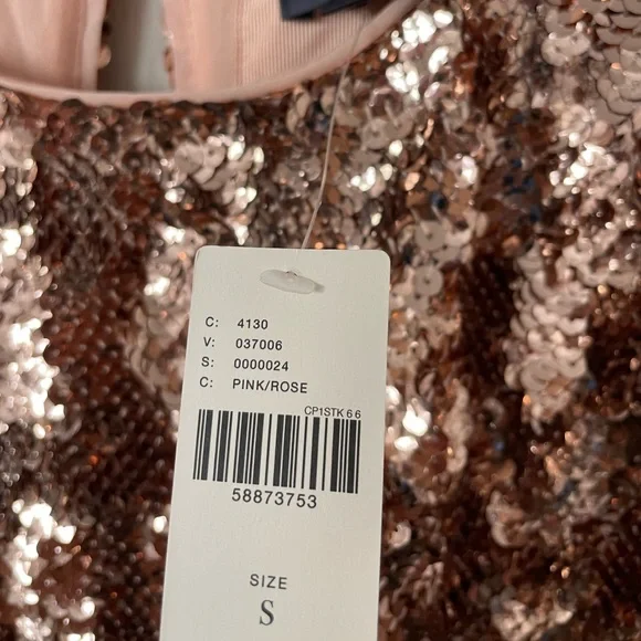 NEW Anthropologie pink rose gold sequence midi dress - Picture 6 of 7